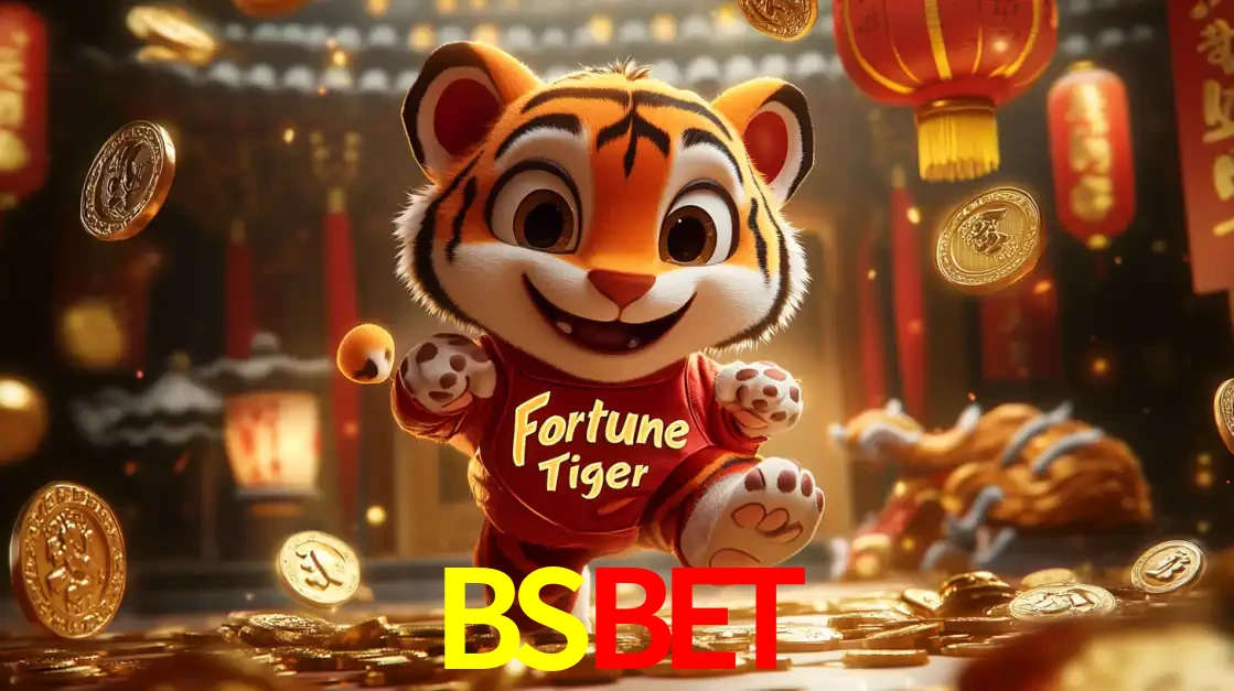 O alegre personagem do Fortune Tiger correndo sobre um caminho de moedas de ouro, simbolizando os grandes prêmios e a diversão do popular jogo de slot do BSBET.